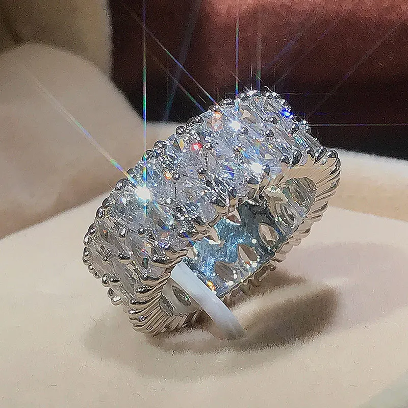 YaYI Jewelry Top Quality Princess Cut  White Cubic Zirconia Silver Color Engagement Wedding Party Rings Unique Expensive Gifts