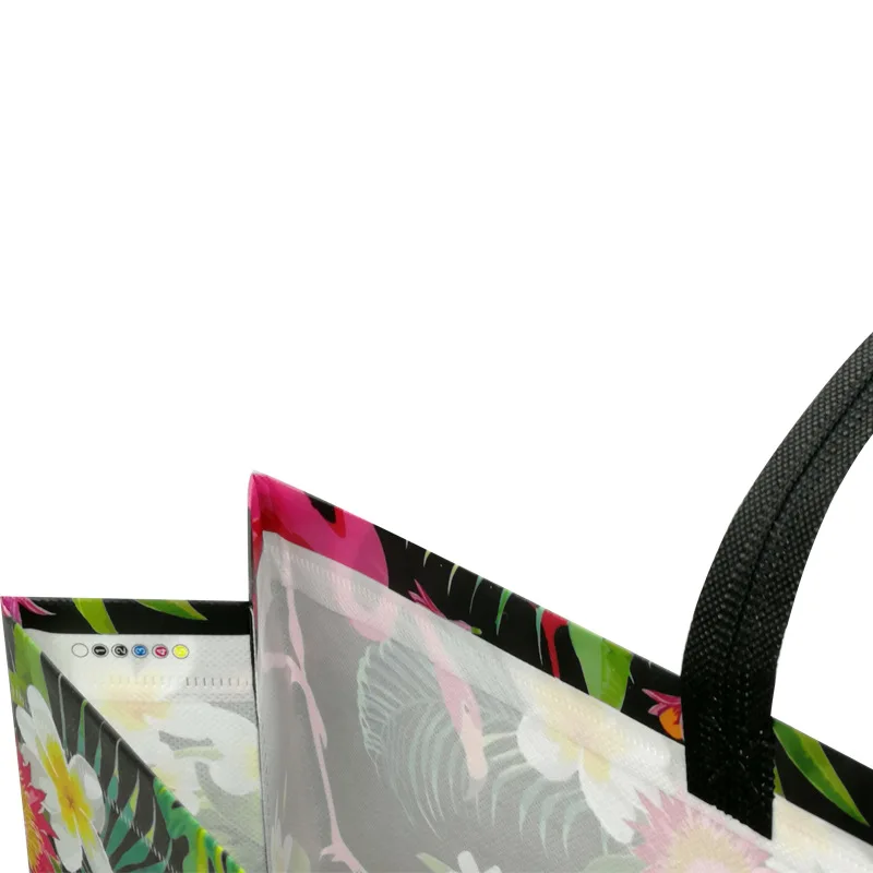 Folding Bag Creative Fashion Flamingo Printing Non-woven Fabric Folding Bag Black Multiple Flamingo Covered Shopping Bag