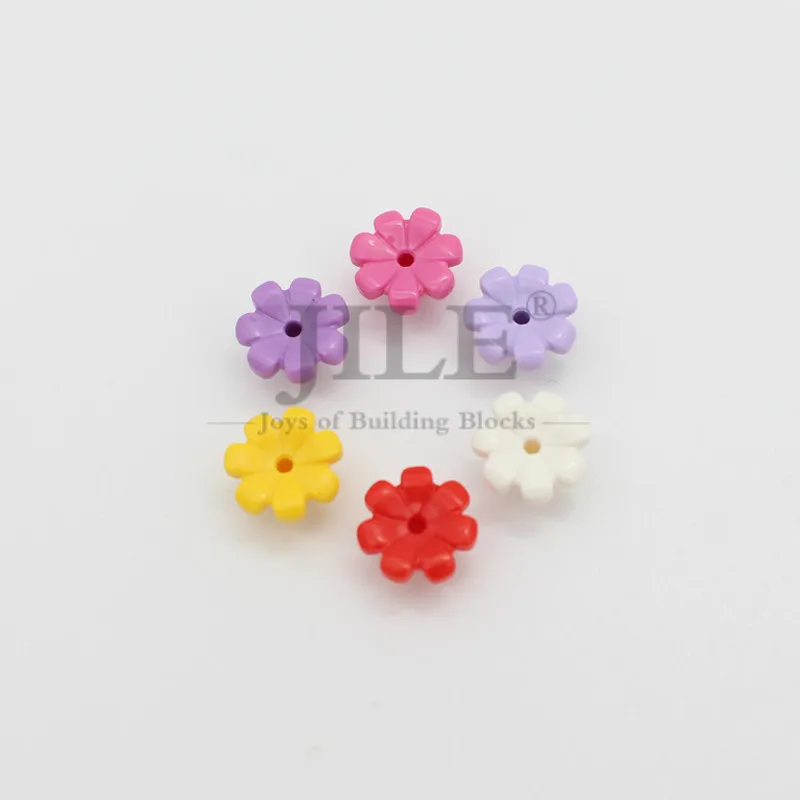 Moc Accessories Flower with 7 Thick Petals and Pin 32606 Friends Enlighten Building Blocks Bricks Compatible Assembles Particles