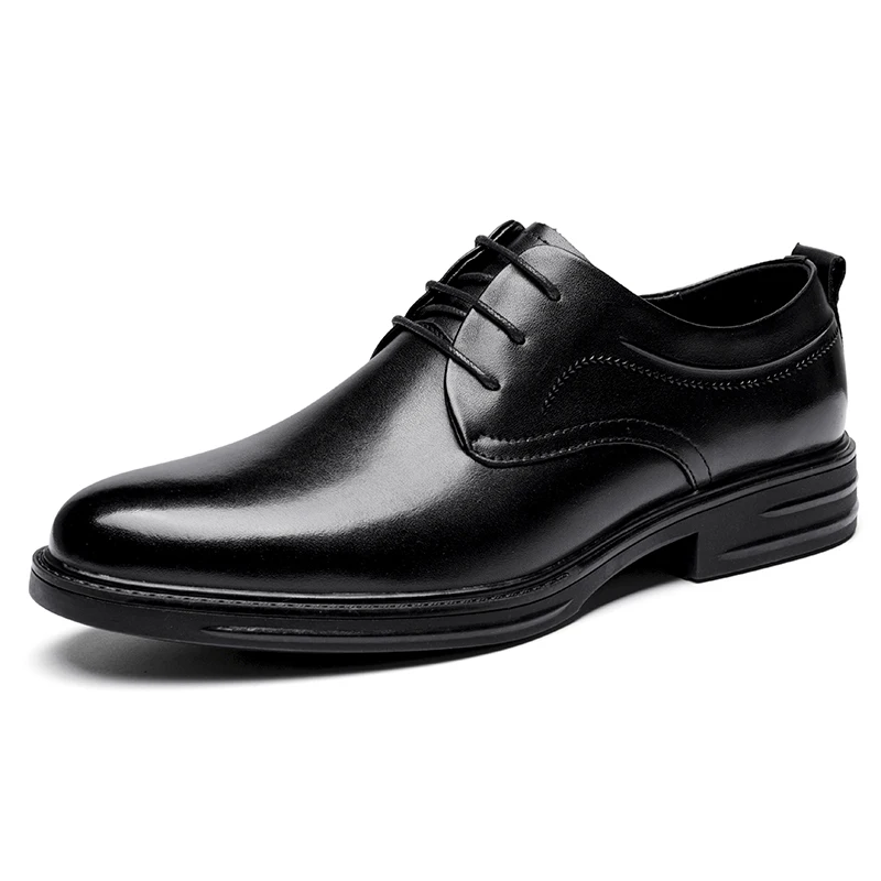 2021Men's Dress Shoes Derbies Style Genuine Leather Low Heel Rubber Spring Fall Europe and America Popular Gentry