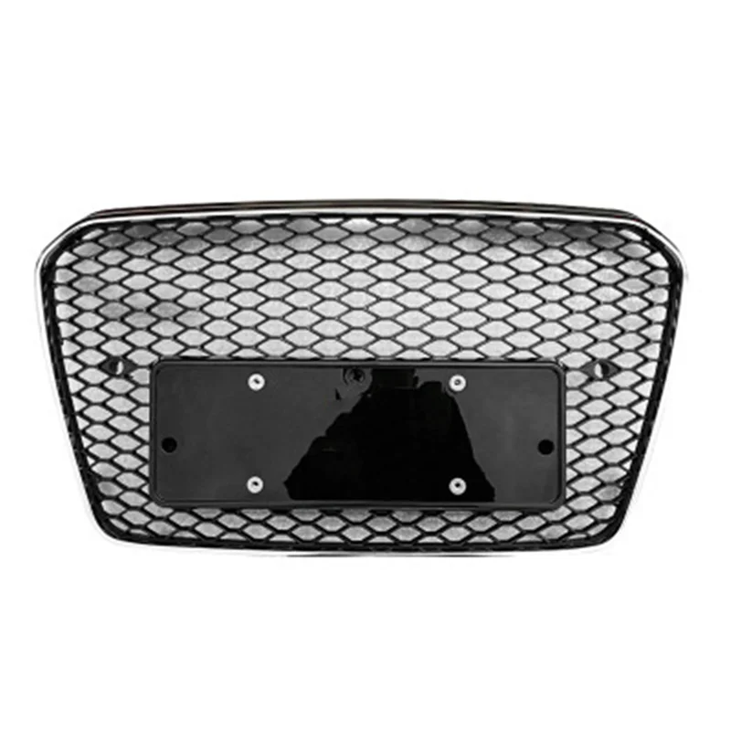 Electroplating Frame Black Net Front Grille For Audi A5 B8 2012 2013 2014 2015 2016 Upgrade RS5 Racing Grills without Emblem