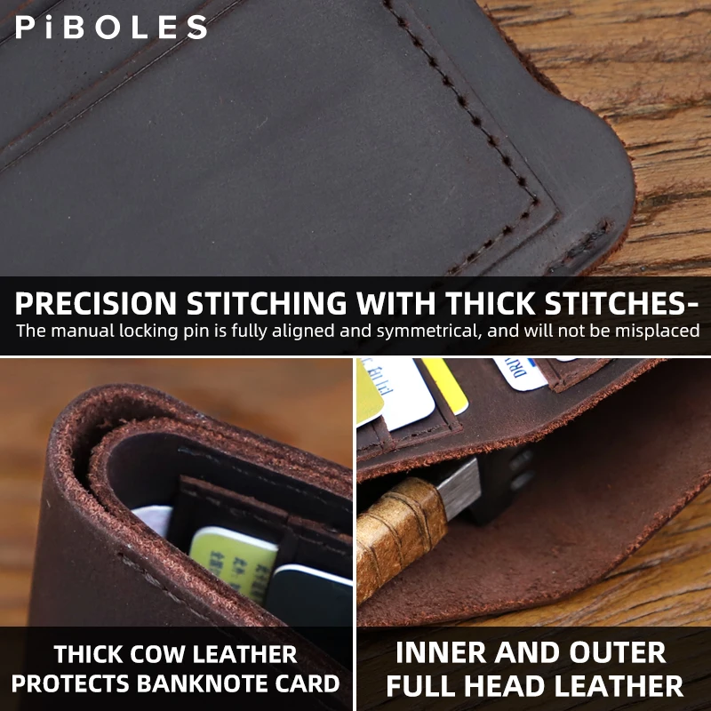 Men's Wallet Vintage Crazy Horse Genuine Leather Short Wallets Handmade Billfold Credit Card Slots Purse Cow Leather Money Bag