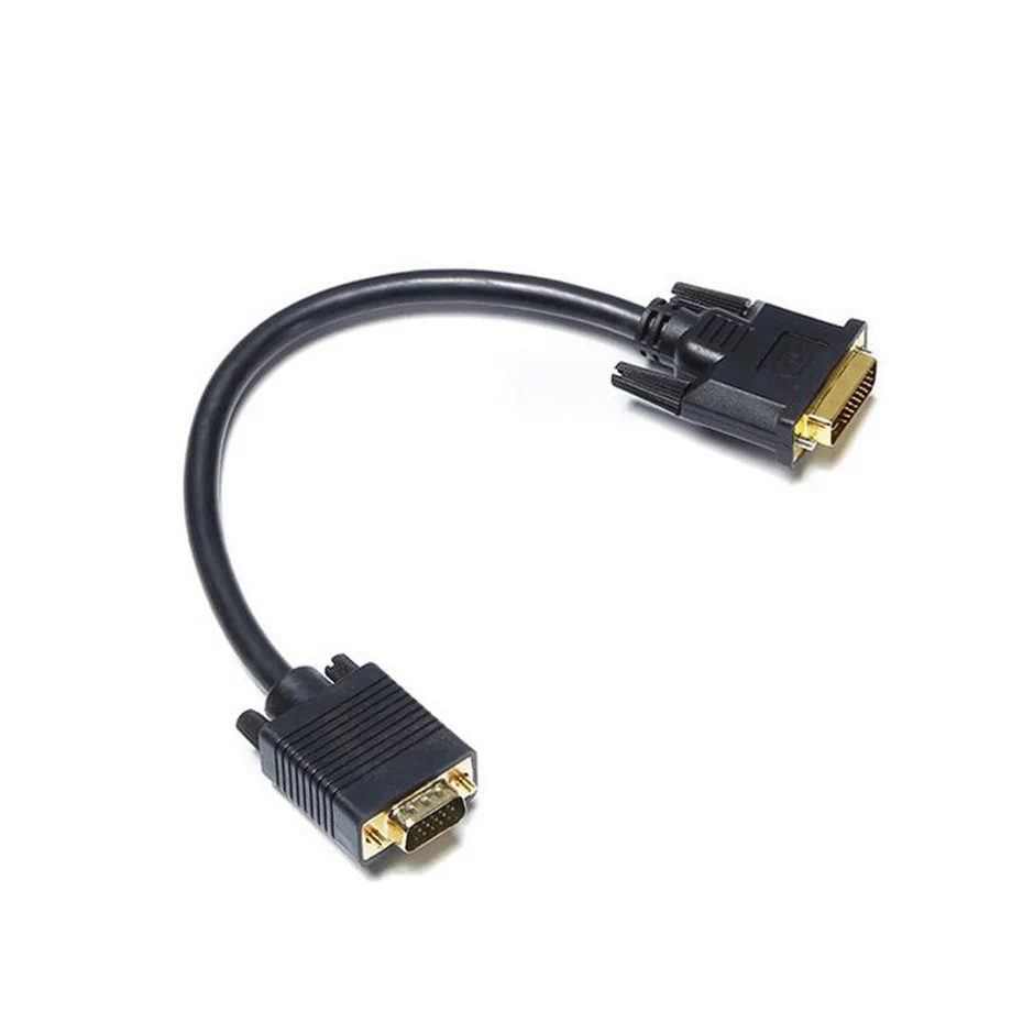 DVI-I 24 + 5 do wideo VGA Adapter kabel konwertera DVI do 15Pin męski na żeński aktywny Adapter 1080P do projektora 0.3m