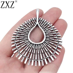 2pcs Golden/Silver Tone Large Layer Thread Fence Shape Water Drop Charms Pendants for DIY Jewelry Earring Necklace Making68x56mm