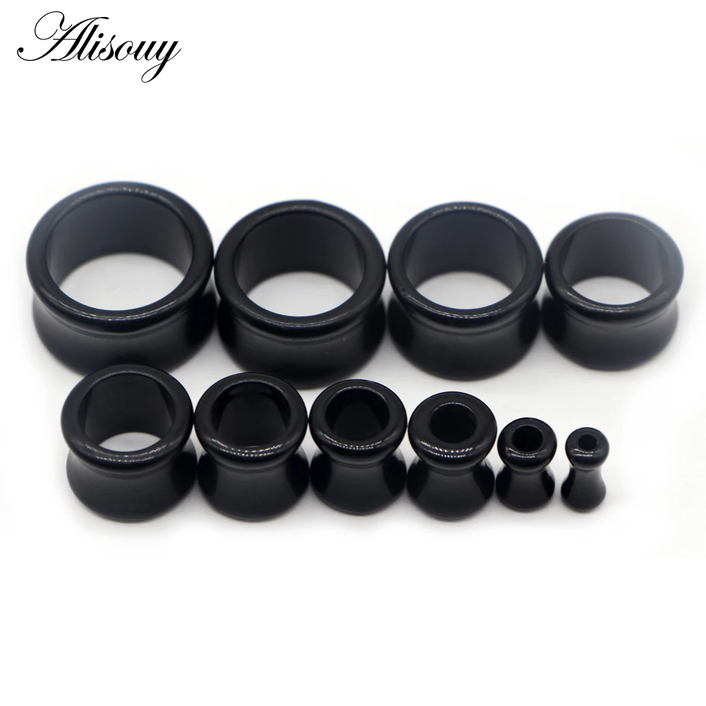 Alisouy 2pcs Black White Clear Acrylic Hollow Punk Ear Tunnel Plugs Piercing Double Flared Earring Gauges 4-22mm Unisex Jewelry