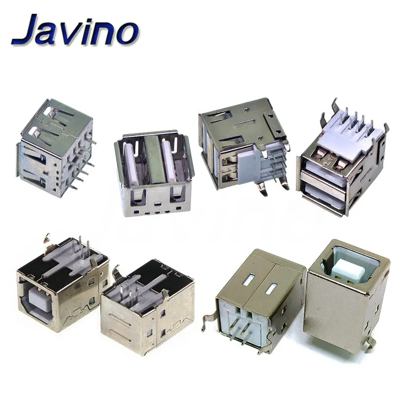10Pcs Square USB socket usb B Type Female 90/180 degree PCB welding parent Connector For Printer Data Double base