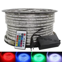 SMD 5050 AC 220V taśma LED wodoodporna biała taśma Led ciepły biały niebieski pasek Led 220v listwy RGB Led możliwość przyciemniania Led 50M 100M