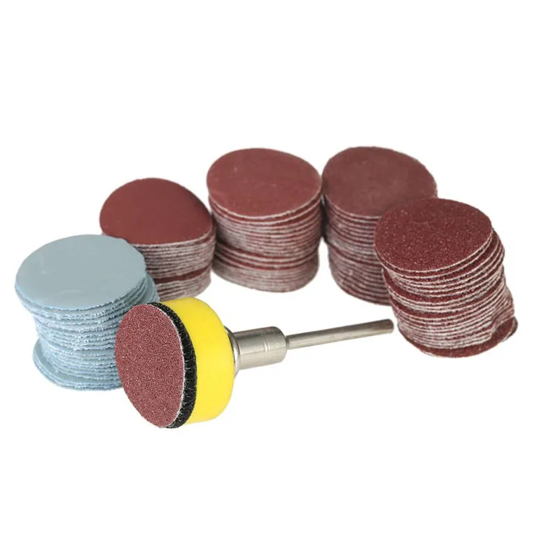 100 Chiếc 1 Inch/25 Chà Nhám Đĩa Lót NHÁM ĐĨA Bộ Với 1/8 ”Vỏ Nhám Ba Lan Miếng Lót đĩa Dụng Cụ Dremel Rotary