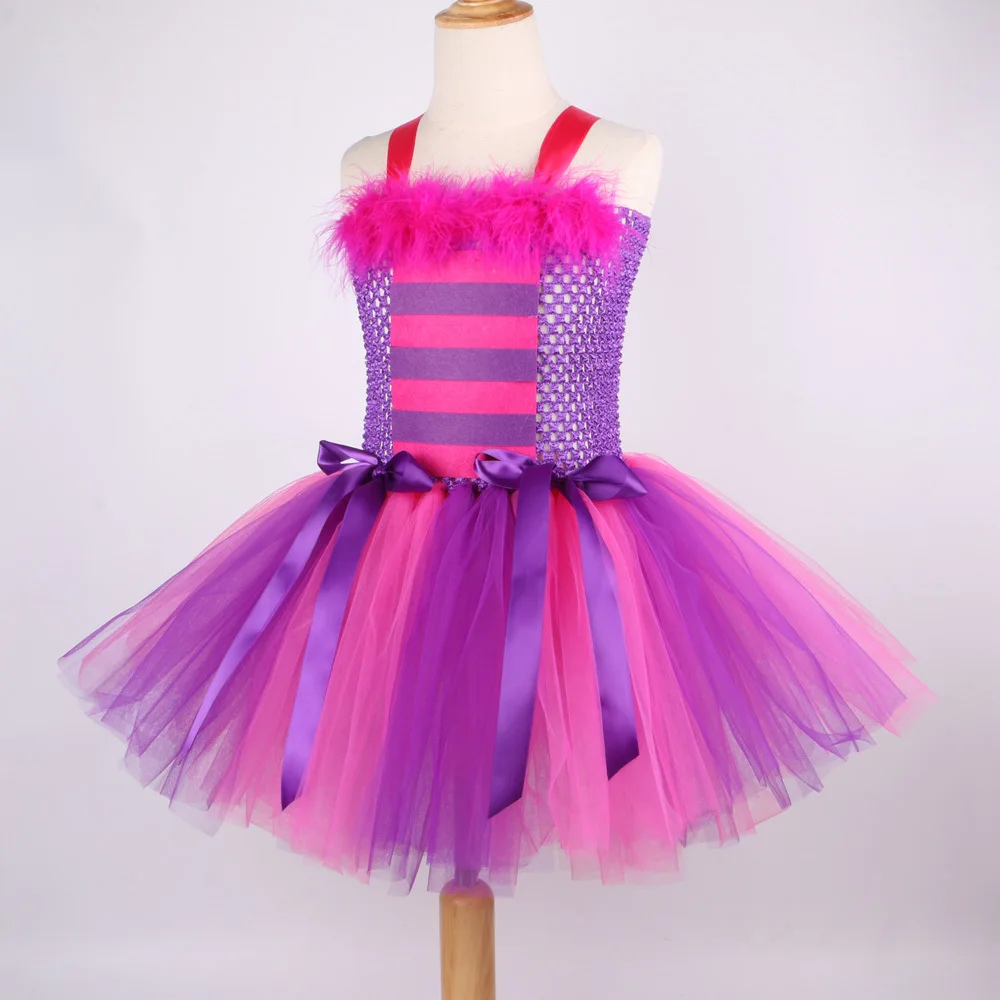 Cheshiree Cat Tutu Dress for Girls Halloween Costumes for Kids Animal Dresses with Headband Princess Girl Birthday Party Outfits