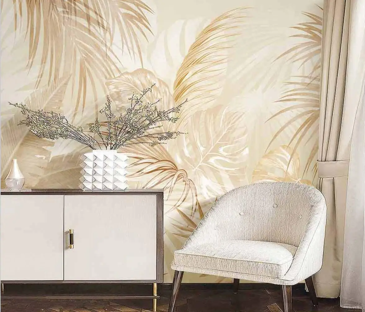 

Пользовательские тропические растения, цветы, листья, фотообои, 3D настенная живопись-гостиная, отель, ТВ-фон, домашний декор, настраиваемый размер