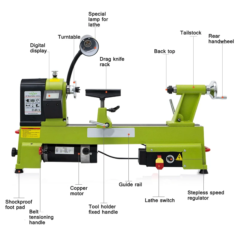 1.2m Miniature Woodworking Lathe Machine Multifunctional Woodworking Household Lathe With Low Noise And High Precision