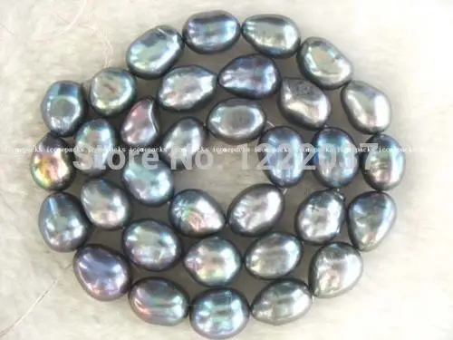 

natural freshwater cultured pearls 14" 9-10mm black baroque pearl loose beads