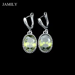 Fashion Simple Olive Green Cubic Zirconia Silver 925 Drop Earrings Crown Shaped Jewelry For Women Daily Decoration