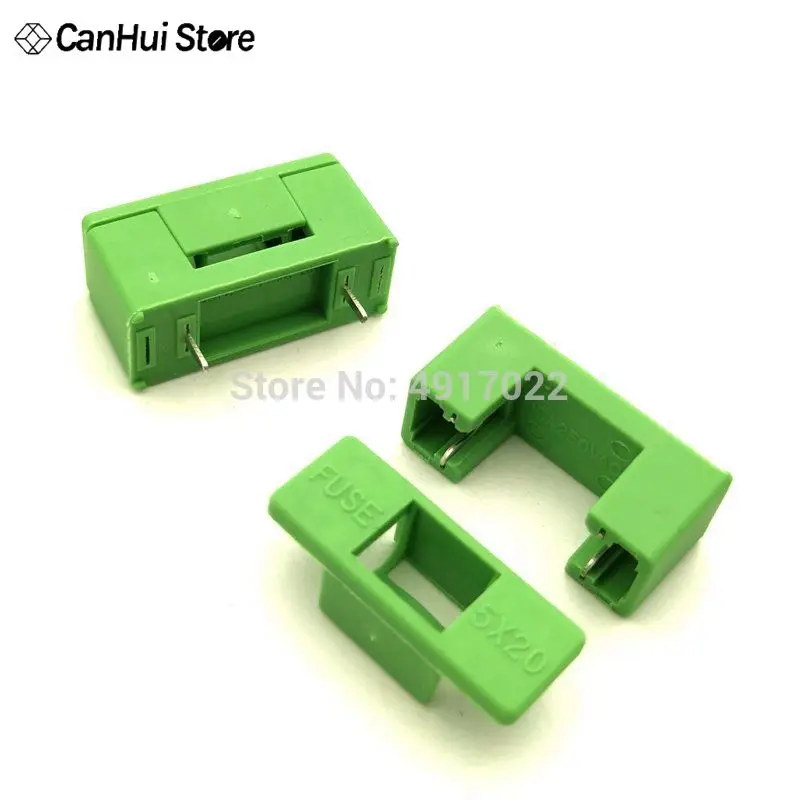 10pcs BF-012 Mini Plastic Mounted 5*20mm Bayonet Type Fuse Holder With Cover Green Color PCB Terminal Foot Distance 15 22 23 MM