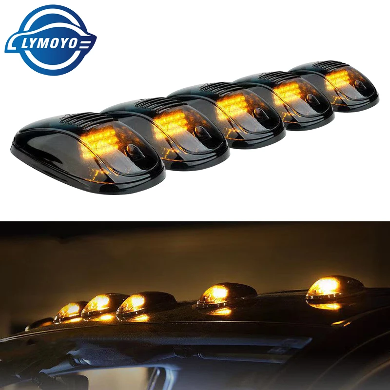 

5pcs Marker Running Car white or yellow LED Cab Roof Top Marker Running Lights For Truck SUV 4x4 Black Smoked Lens Lamps 12V