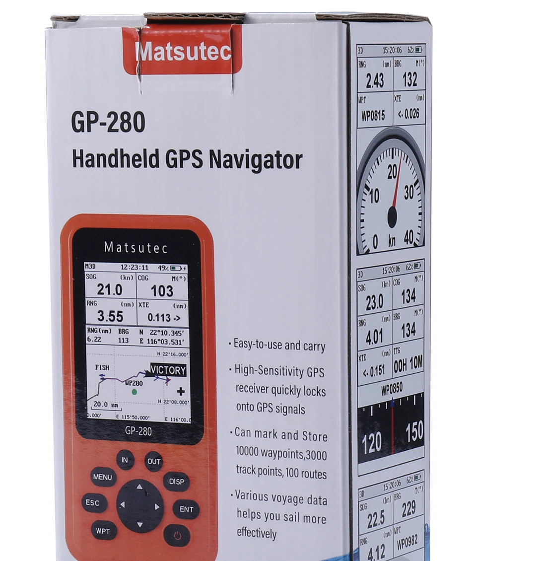 Matsutec GP-280 Máy Định Vị Cầm Tay GPS/Mềm Định Vị GPS Cầm Tay Cao Cấp Định Vị GPS/Nhiều Chuyến Hải Hành Màn Hình (cam)