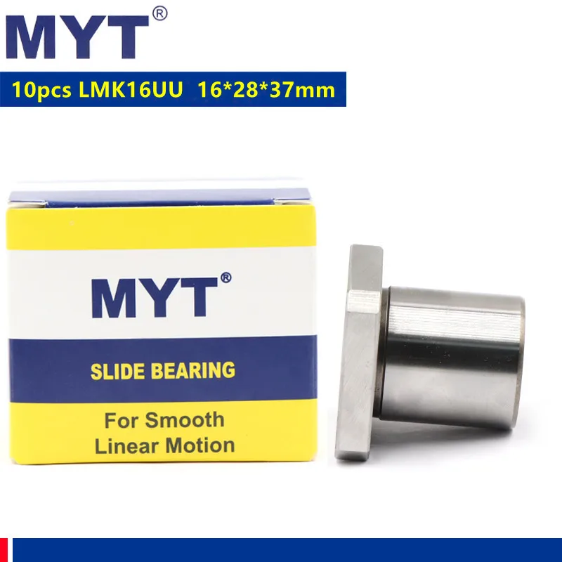 

10pcs MYT high precision LMK16UU Square Flange Linear Motion Bushing Ball Bearing 16mm CNC Router 3D printer 16*28*37 mm LMK16