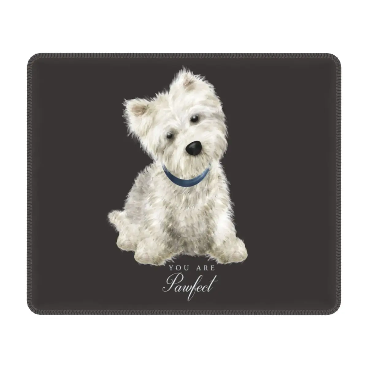 Westie West Highland White Terrier Dog Laptop Mouse Pad Soft Mousepad with Stitched Edges Anti-Slip Rubber Mouse Mat for Gamer