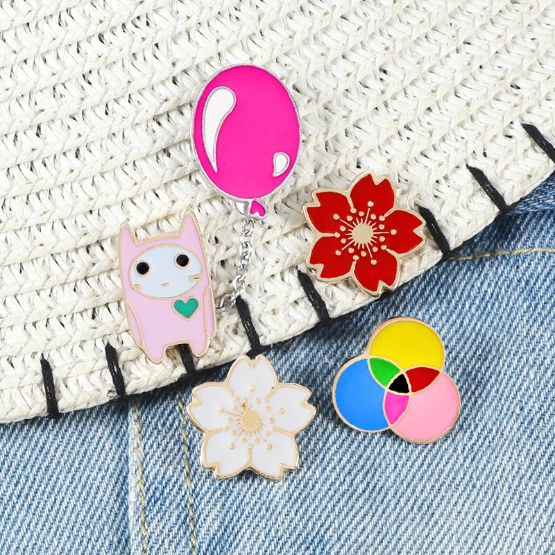 Cute Cartoon Brooches Flower Balloon Geometry Jelly Girl 5 Style Enamel Pins Shirt Brooch Pin collar Denim Accessories Jewelry