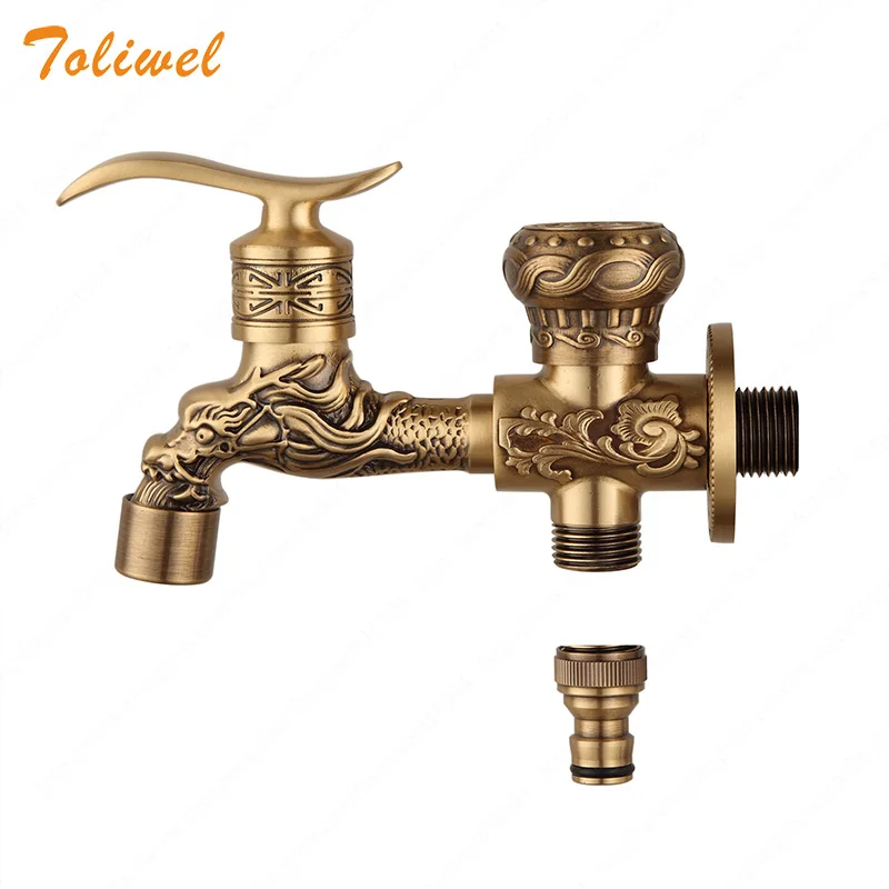 Antique Brass Bathroom Wall Mount Sink Basin Cold Water Faucet Tap G 1/2 Inch Outdoor Garden Hose Faucet Mop Sink tap