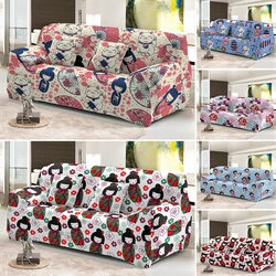 Cartoon Japanese Doll Elastic Sofa Cover For Living Room Decor 1/2/3/4 Seat Full Wrapped Slipcovers Dust-proof Couch Covers