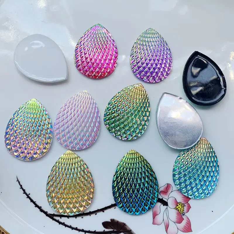 Large shell surface drop shape resin flat back Aboriginal earrings decorative Rhinestone DIY jewelry accessories 18pcs /lot