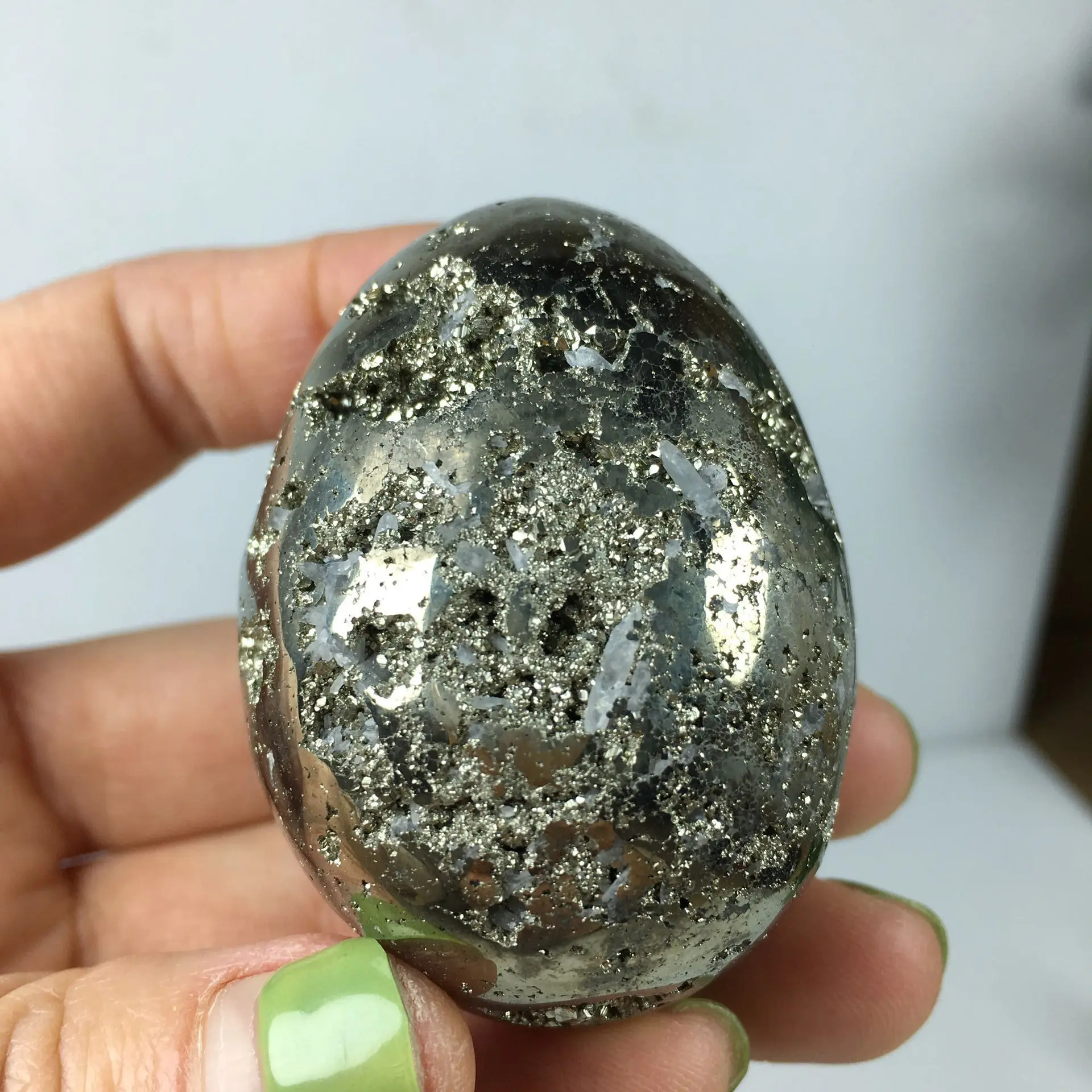 150-200g Natural pyrite geod egg Golden Iron mineral Specimens 1pcs