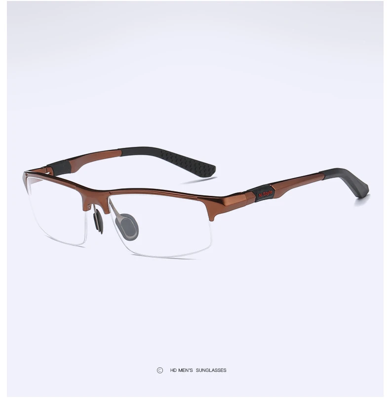 YIMARUILI Halbrahmen-Sportbrillengestell, ultraleichtes Aluminium-Magnesium-Material, optisches Brillengestell für Herren, Y3121 – Detail 10