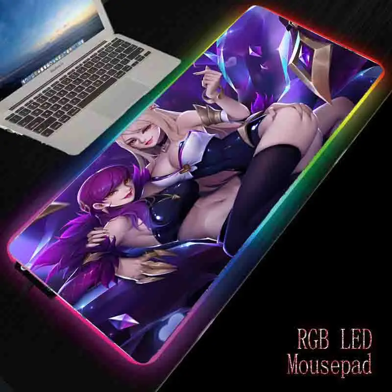 

Mairuige Gaming Mouse Pad Two Sexy Beauties LED Animation Mouse Pad RGB Lighting USB Keyboard Color Computer Notebook Desk Mat