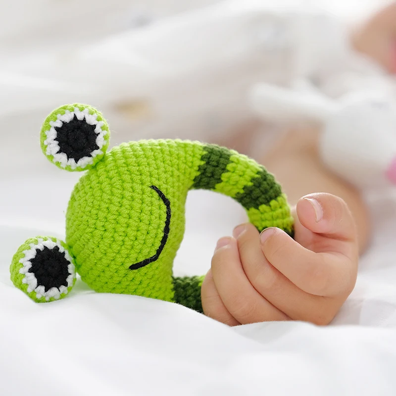 1Pc Baby Teether ปลอดภัย Rattle ของเล่นมือถือ Pram Crib แหวน DIY โครเชต์ Rattle Soother สร้อยข้อมือชุดผลิตภัณฑ์สำหรับเด็ก handmade