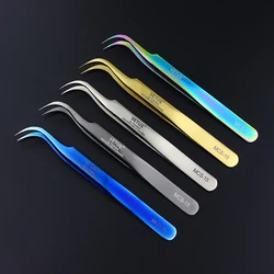 VETUS Tweezers Original MCS-15 Premium Eyelash Tweezers Graft False Eyelashes Extension Curved Head Pincers 5 Colors Available