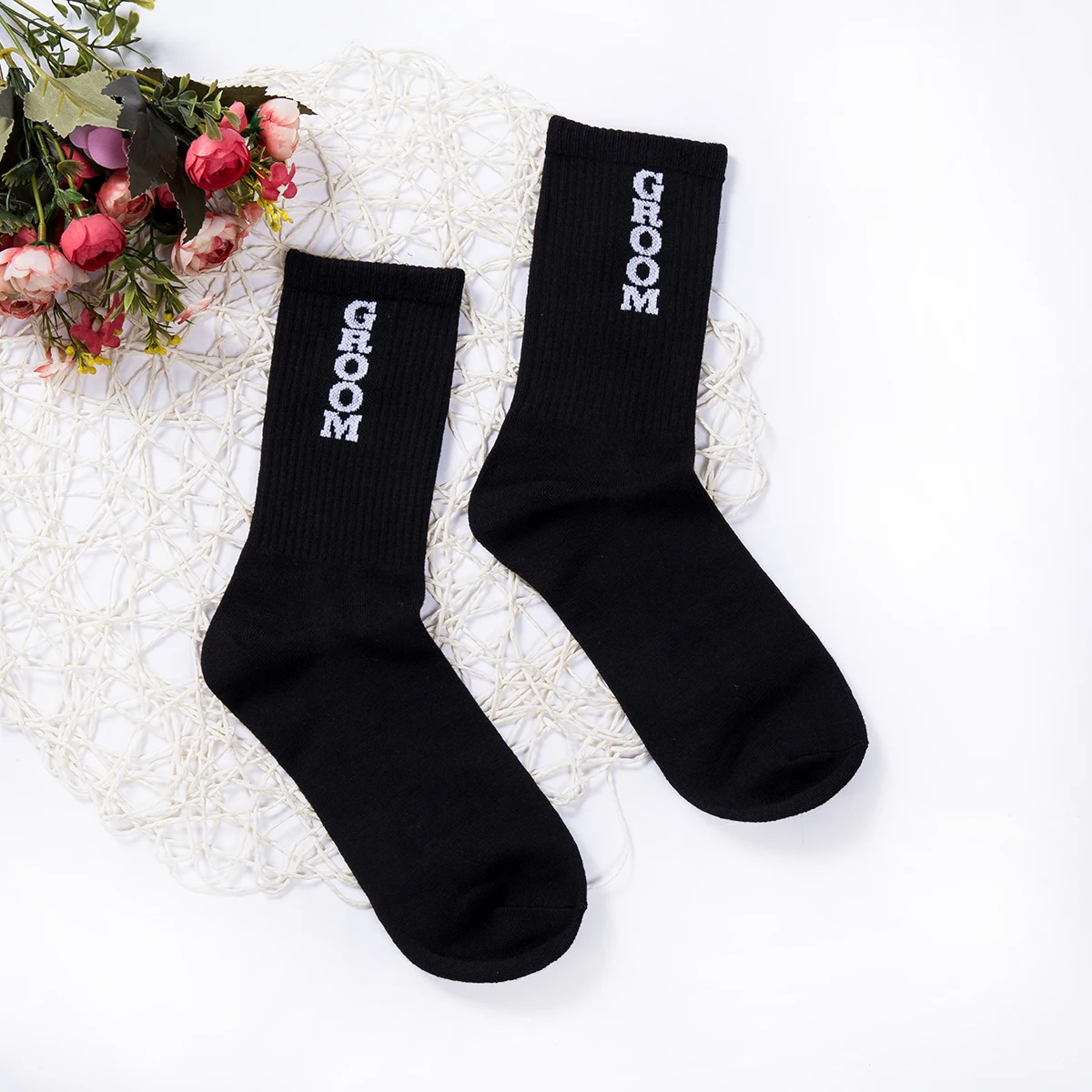 Wedding Men Groom Best man Groomsmen Letter Socks Fashion Combed Cotton Dressing Socks Wedding Party Socks