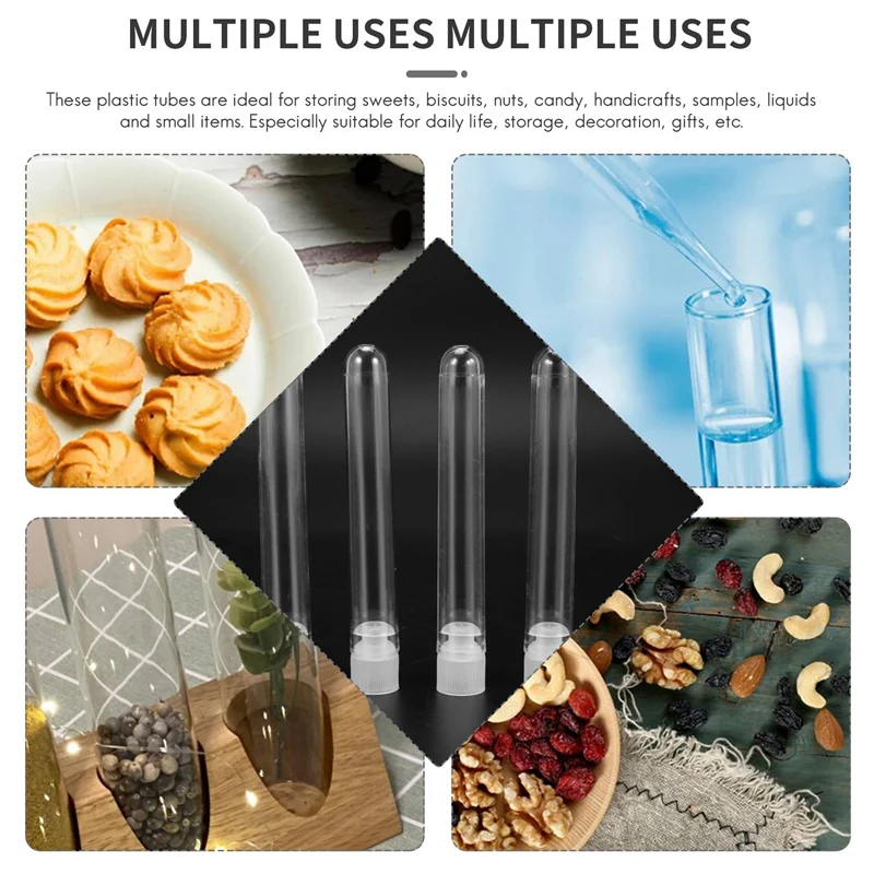 100Pcs Klar Kunststoff Test Rohre mit Weiß Schraube Caps Probe Container Flaschen Push Caps 12X75mm