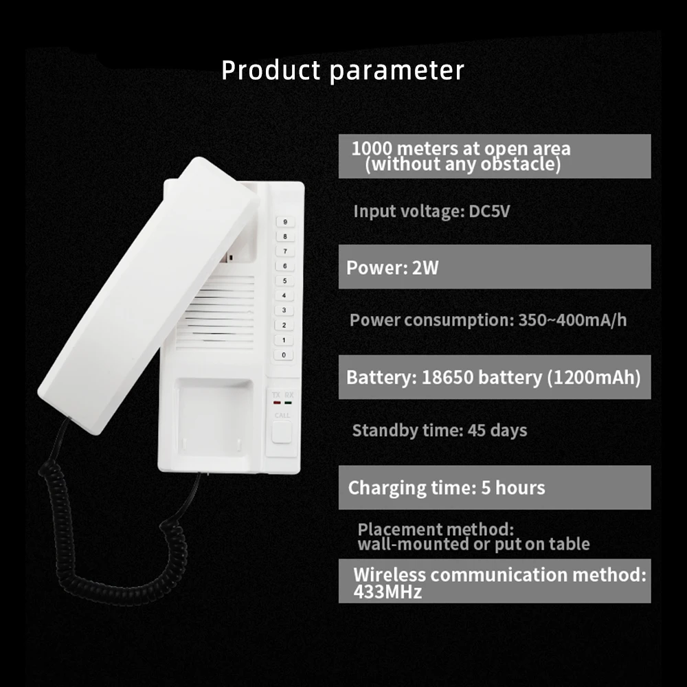 Jeatone-Apartamento Wireless Intercom System, Apartamento Receptores, Número de Chamada, Seguro, Expansível, Armazém, Escritório, Interfone, 433MHz