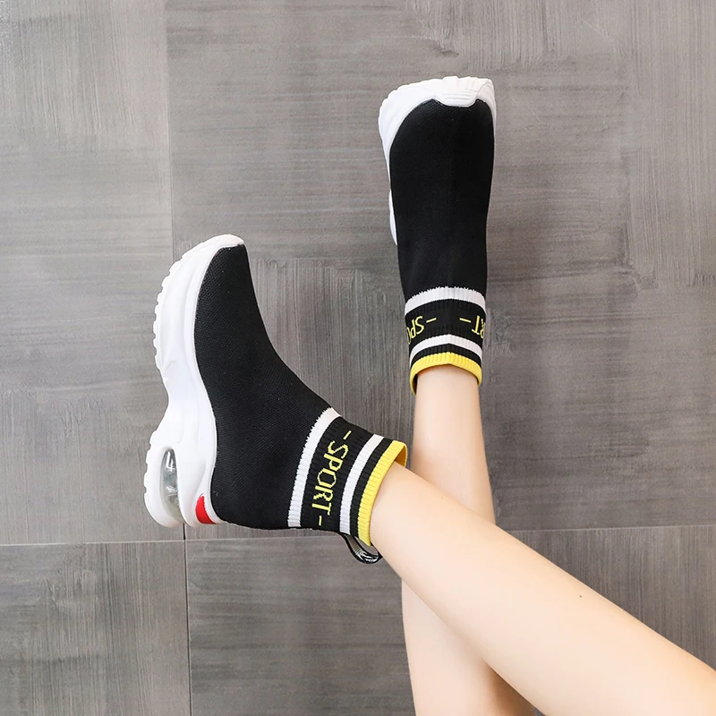 Sneakers Women Women Walking Shoes Comfortable Breathable Casual Sock Shoes Air Cushion Increasing Height Zapatos Para Caminar