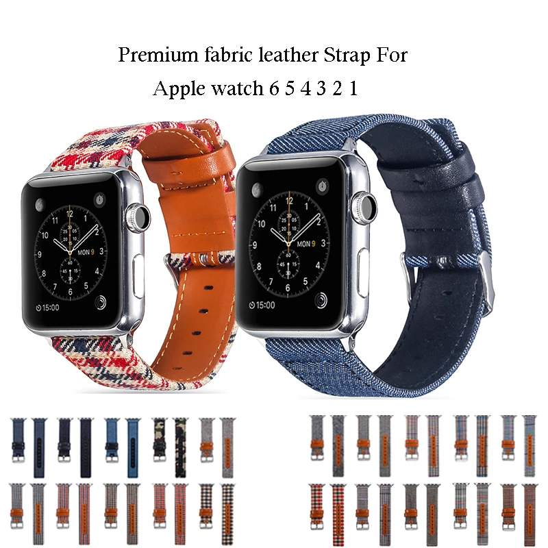 High-quality fabric leather strap for Apple Watchfor for Iwatch series 6 5 4 3 2 38mm 40mm 42mm 44mm apple sports strap bracelet