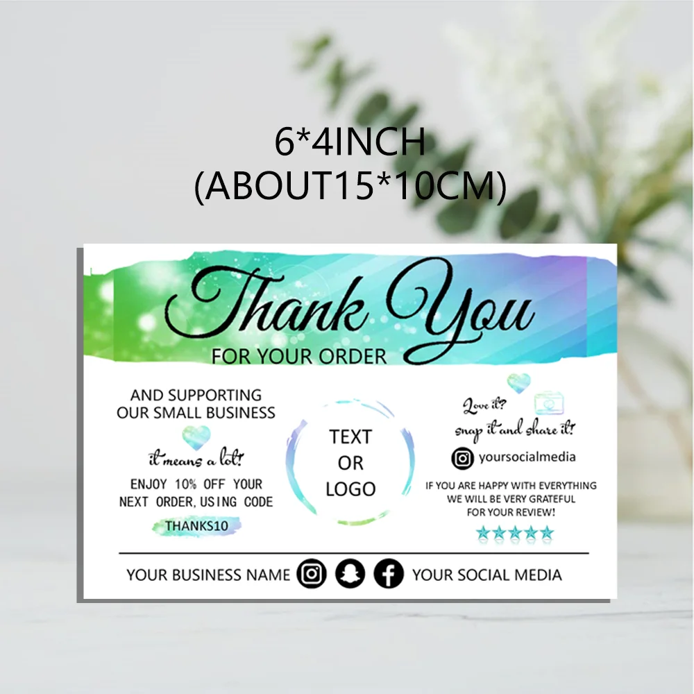 

Custom Business Thank You Insert Card, Thank You for Your Order, Modern Insert Card, Teal Packaging, Social Media Card