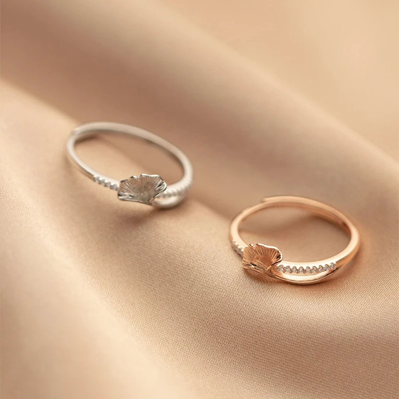 

Apricot Leaf 100% 925 Sterling Silver Ring Zircon Rose Gold Color Rings For Teens Fine Jewelry For Woman Gift Female Adjustable