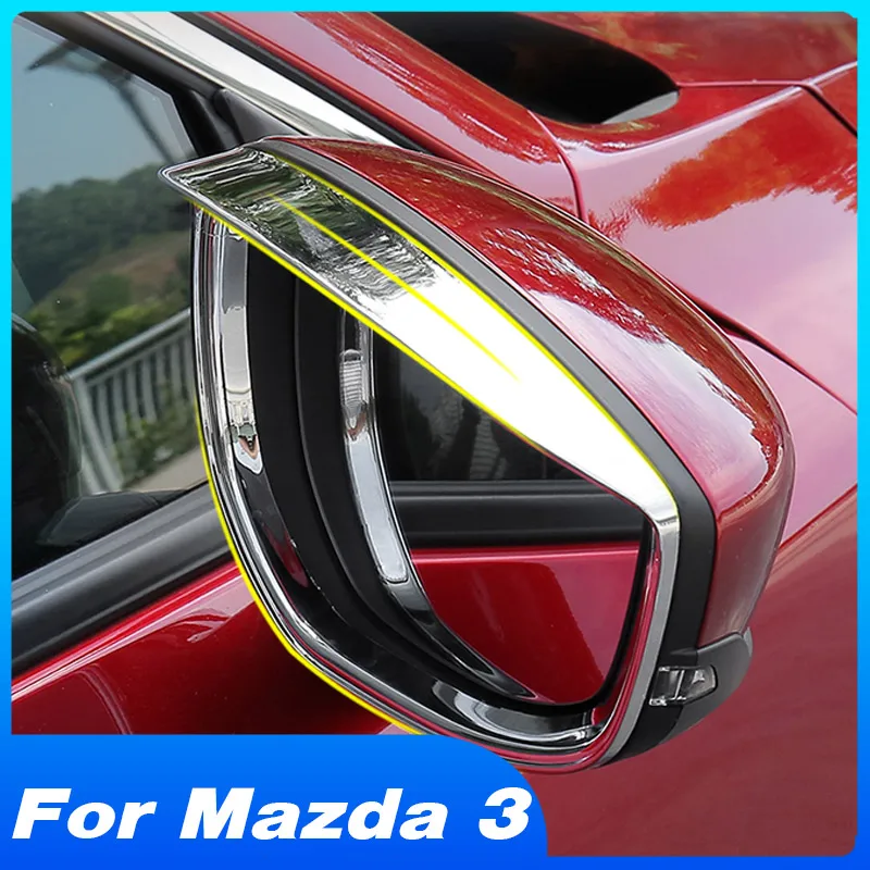Para Mazda 3 BP 2019-2024 accesorios espejo retrovisor lluvia ceja soldado cubierta de visera embellecedora ABS cromo modificación Exterior