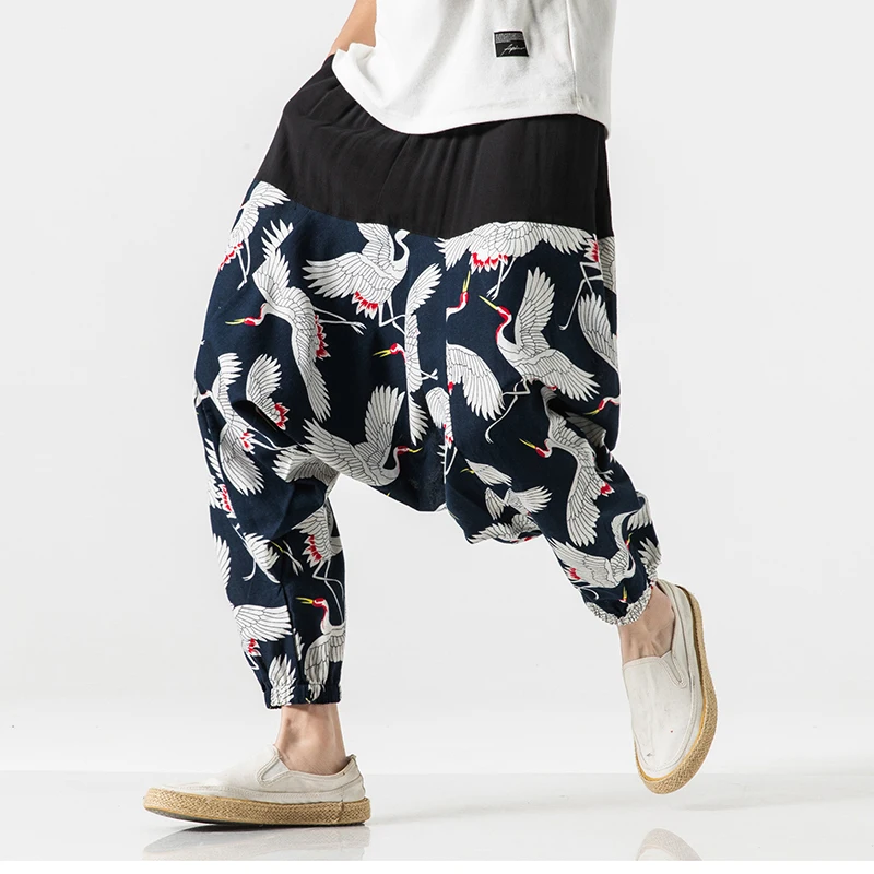 Men Punk Street Cross-pants  Mens Low Rise Lantern Pants  Male Print Hip hop Joggers Trousers Ultralarge Harem Pants 5XL