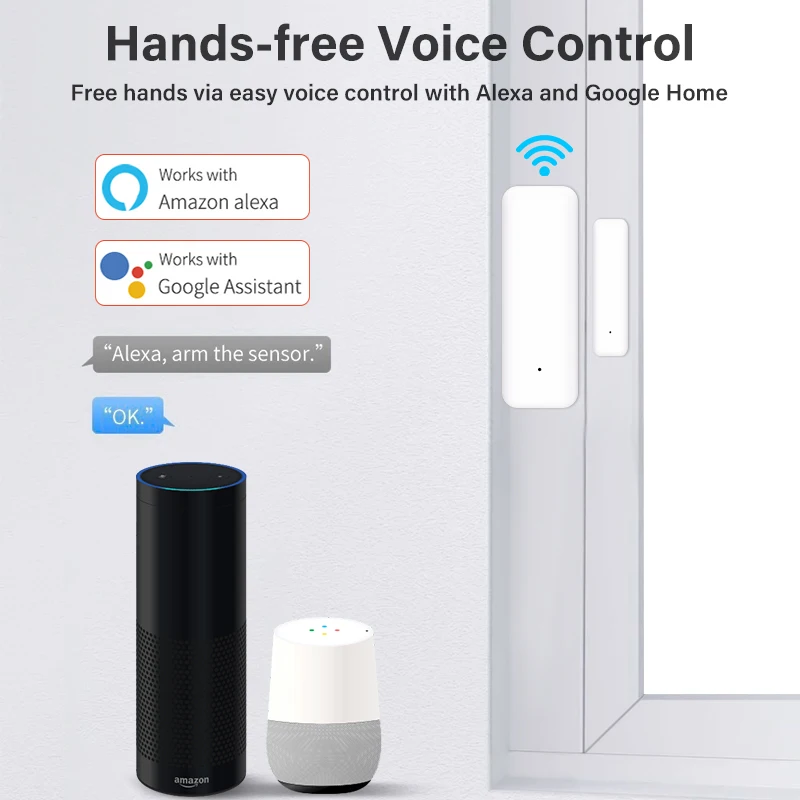 6/1 pces tuya sensor de porta inteligente sensor de janela wi fi detector de alarme magnético independente sensor magnético trabalho com alexa google casa