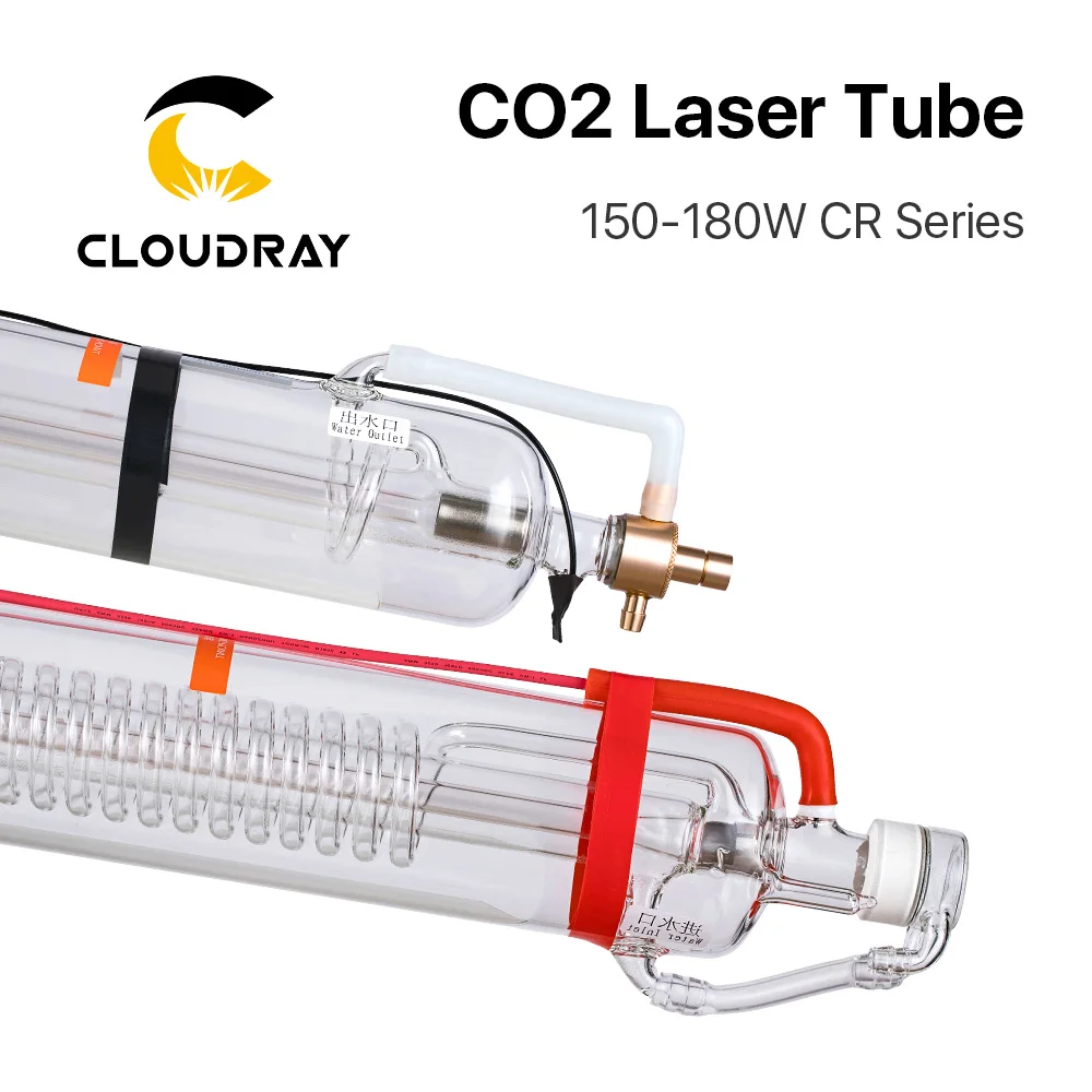 Cloudray CR150 150-180W CR Series CO2 Laser Tube Length 1850mm Dia.80mm Glass Pipe Upgraded Metal Head for CO2 Laser Machine