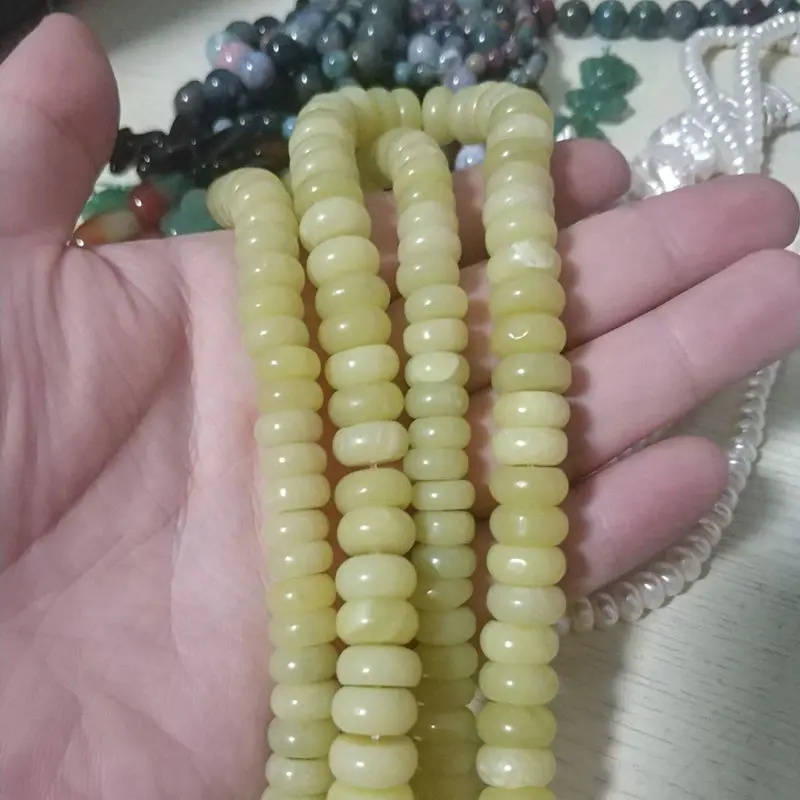 Natural Lemon Jades Stone 5x10/6x12mm Spacer Shape Necklace Bracelet Jewelry DIY Loose Beads 38cm wk216