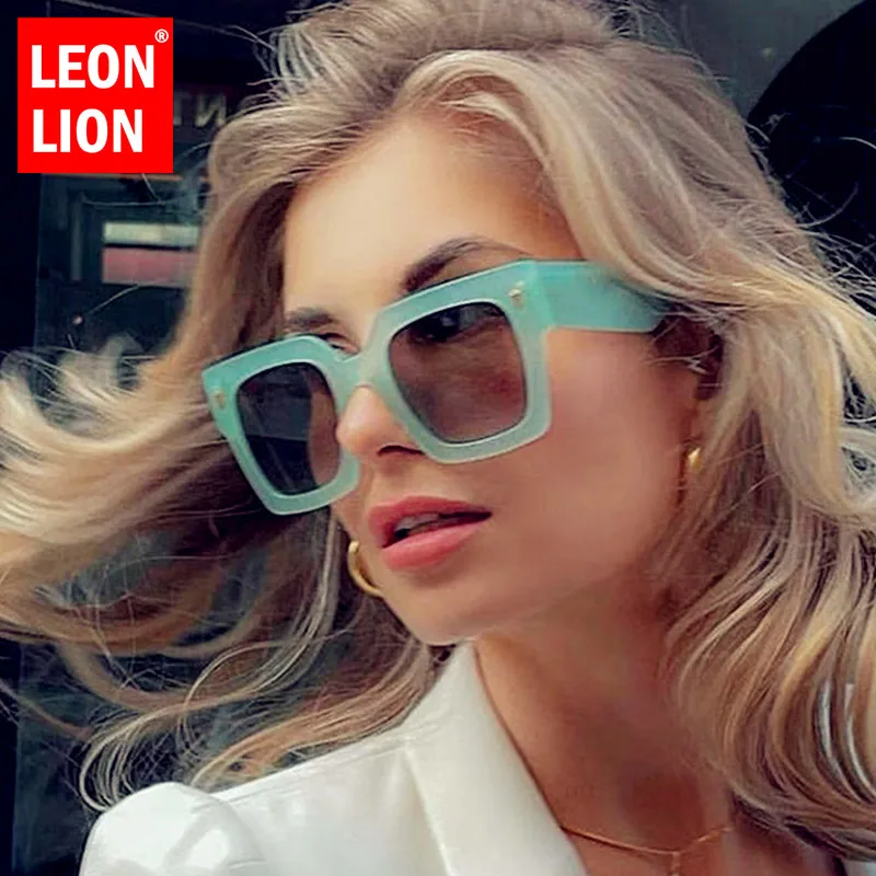 LeonLion Oversized Square Sunglasses Women/Men Luxury Brand Eyewear Women Vintage Glasses Women Mirror Gafas De Sol Mujer UV400