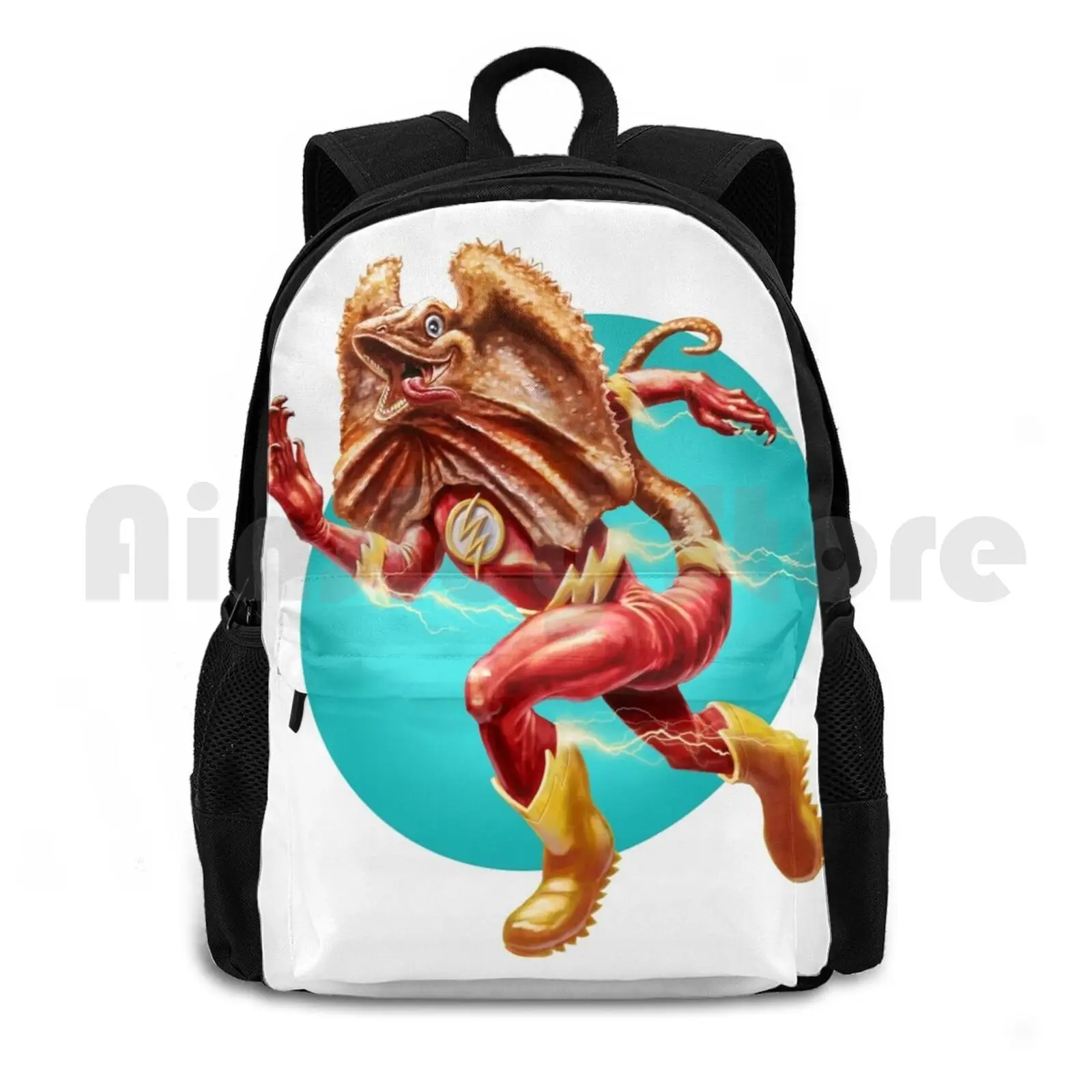 Frilled Neck Flash Outdoor Hiking Backpack Waterproof Camping Travel Flash Superhero Lizard Frillednecklizard Australia Aussie