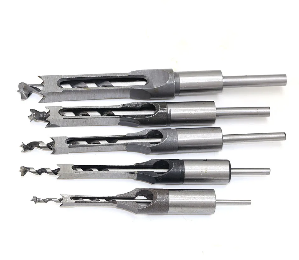 ALLSOME HSS Square Hole Drill  Woodworking Drill Bits Auger Mortising Chisel Drill Set DIY Furniture Square Woodworking Tool