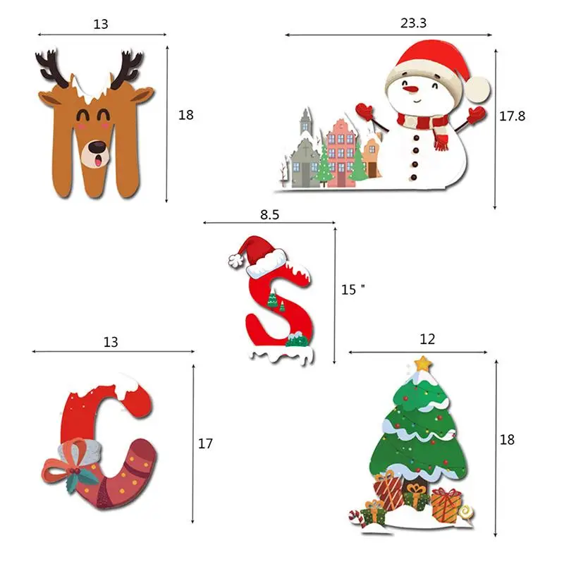 Christmas Banners Paper Hanging Flags Santa Claus Snowman Deer Xmas Tree Bunting Garland Merry Christmas Decorations for Home