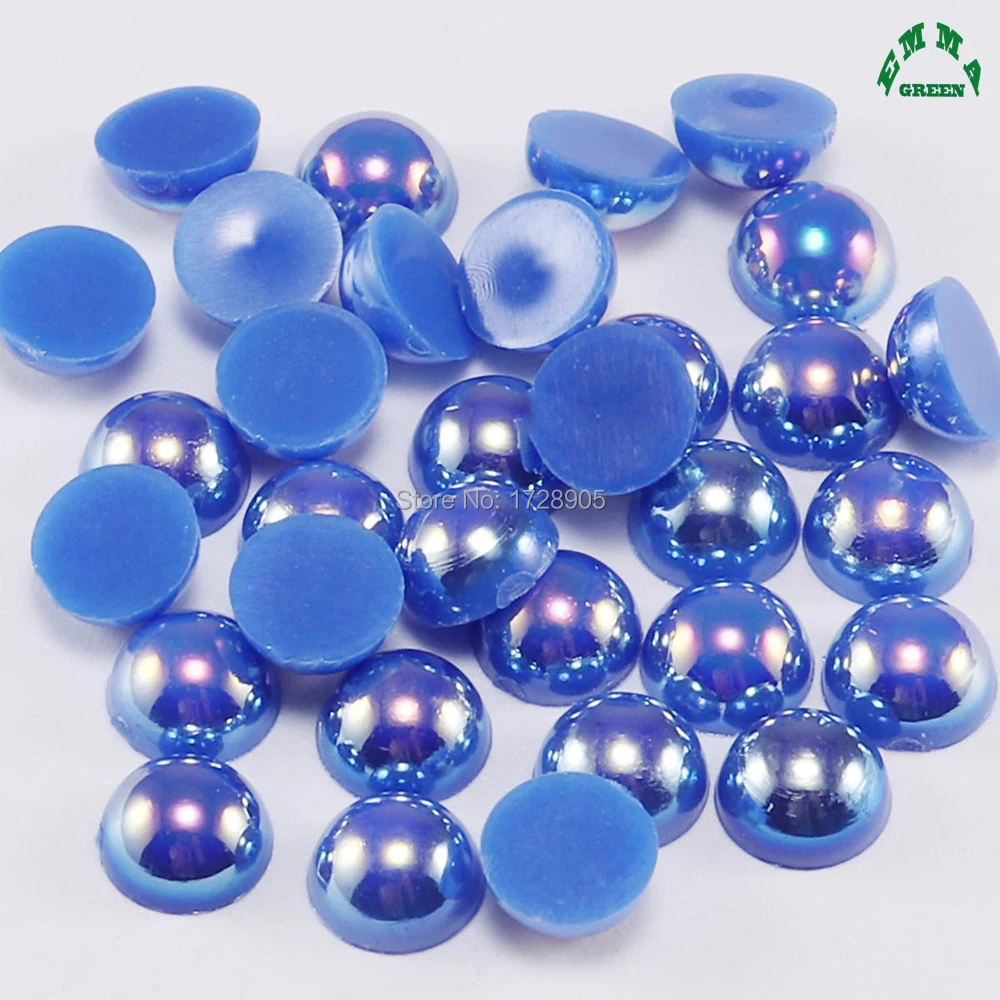 Pearls for nail art decorations ABS Half Round pearls 2mm to 14mm Flatback Beads Royal Blue Nail Art DIY Decoration Makeup Tools