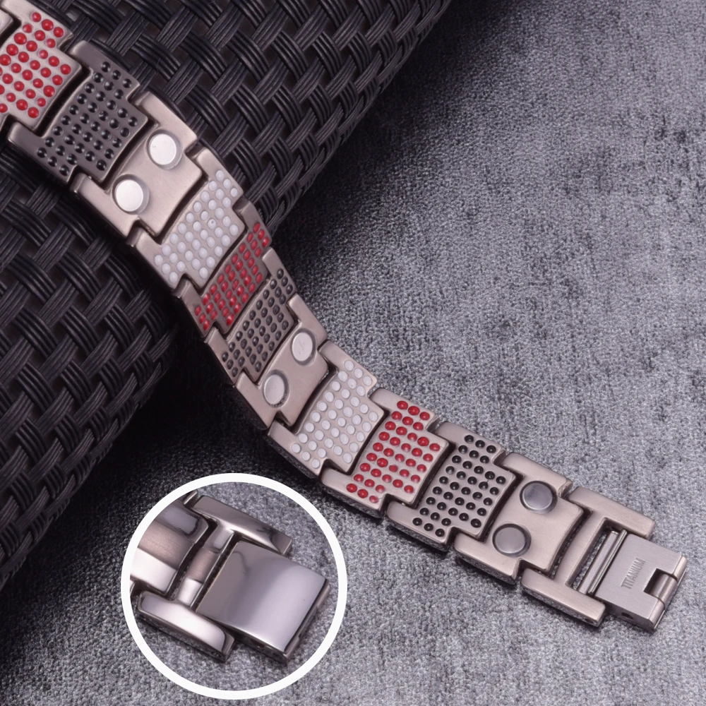 Magnetic Titanium Bracelet for Men Therapy Arthritis Pure Titanium Magnetic Bracelet Mens Chain Link Titanium Bracelet Germanium