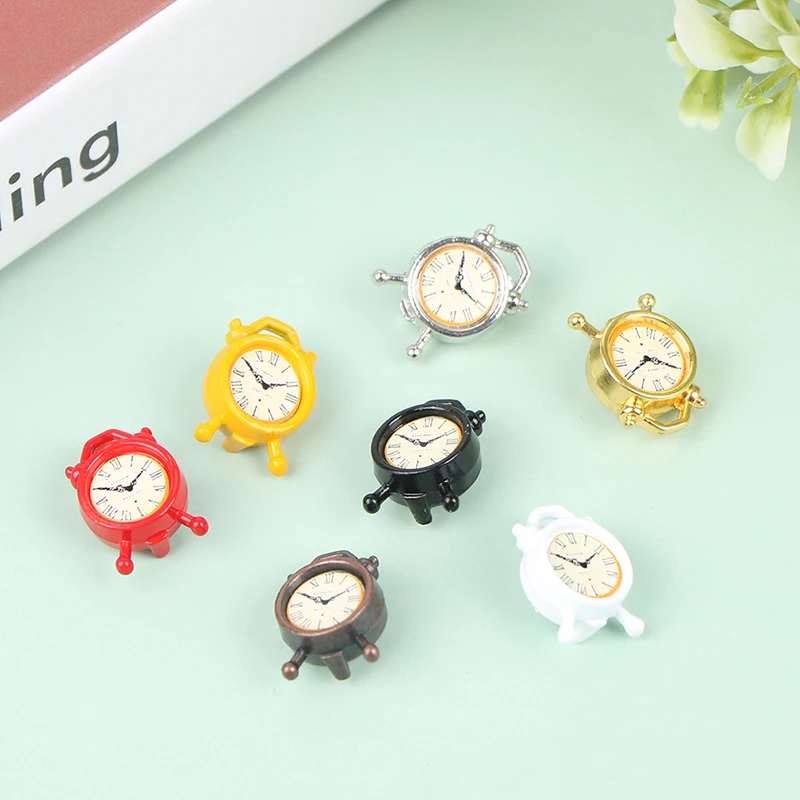 1:12 Scale 1pcs 6 Colors Alarm Clock Mini Home Decoration Dollhouse Miniature Toy Doll Kitchen Living Room Accessories